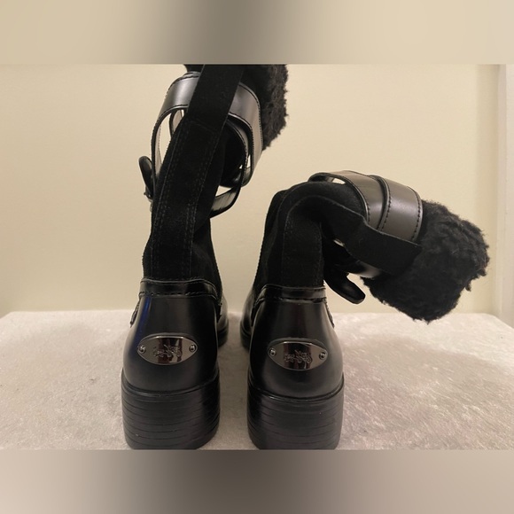 Coach Zena Black Suede Leather Winter Mid-Calf Boot Size 8B - Picture 4 of 10